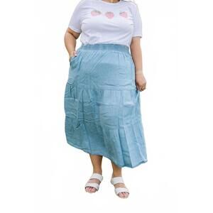 NEW POLYGRAM annika maxi skirt in blue